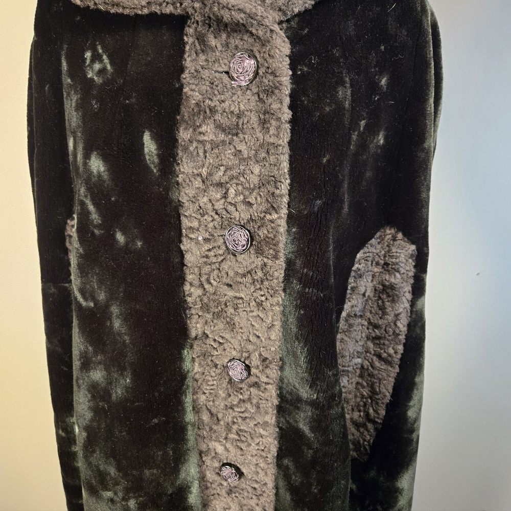 Faux Fur Hooded Cape Borgazia Sportowne Velvet Union Made - Picture 5 of 14